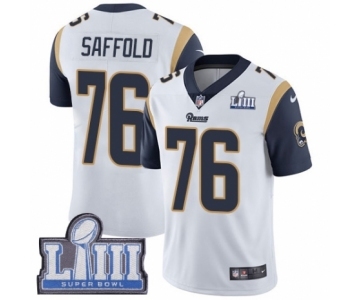 Men's Nike Los Angeles Rams #76 Rodger Saffold White Vapor Untouchable Limited Player Super Bowl LIII Bound NFL Jersey