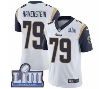 Men's Nike Los Angeles Rams #79 Rob Havenstein White Vapor Untouchable Limited Player Super Bowl LIII Bound NFL Jersey