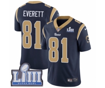 Men's Nike Los Angeles Rams #81 Gerald Everett Navy Blue Team Color Vapor Untouchable Limited Player Super Bowl LIII Bound NFL Jersey