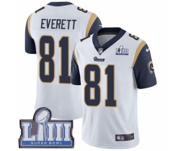 Men's Nike Los Angeles Rams #81 Gerald Everett White Vapor Untouchable Limited Player Super Bowl LIII Bound NFL Jersey