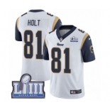 Men's Nike Los Angeles Rams #81 Torry Holt White Vapor Untouchable Limited Player Super Bowl LIII Bound NFL Jersey