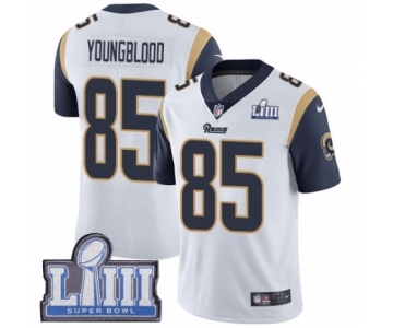 Men's Nike Los Angeles Rams #85 Jack Youngblood White Vapor Untouchable Limited Player Super Bowl LIII Bound NFL Jersey