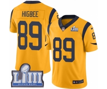 Men's Nike Los Angeles Rams #89 Tyler Higbee Limited Gold Rush Vapor Untouchable Super Bowl LIII Bound NFL Jersey