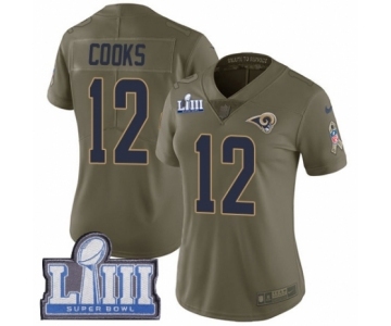 Women's Nike Los Angeles Rams #12 Brandin Cooks Limited Olive 2017 Salute to Service Super Bowl LIII Bound NFL Jersey