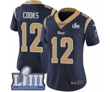 Women's Nike Los Angeles Rams #12 Brandin Cooks Navy Blue Team Color Vapor Untouchable Limited Player Super Bowl LIII Bound NFL Jersey