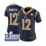 Women's Nike Los Angeles Rams #12 Joe Namath Navy Blue Team Color Vapor Untouchable Limited Player Super Bowl LIII Bound NFL Jersey