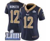 Women's Nike Los Angeles Rams #12 Joe Namath Navy Blue Team Color Vapor Untouchable Limited Player Super Bowl LIII Bound NFL Jersey