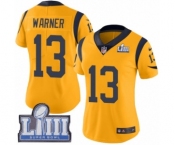 Women's Nike Los Angeles Rams #13 Kurt Warner Limited Gold Rush Vapor Untouchable Super Bowl LIII Bound NFL Jersey