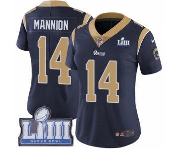 Women's Nike Los Angeles Rams #14 Sean Mannion Navy Blue Team Color Vapor Untouchable Limited Player Super Bowl LIII Bound NFL Jersey