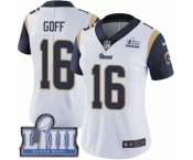 Women's Nike Los Angeles Rams #16 Jared Goff White Vapor Untouchable Limited Player Super Bowl LIII Bound NFL Jersey