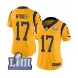 Women's Nike Los Angeles Rams #17 Robert Woods Limited Gold Rush Vapor Untouchable Super Bowl LIII Bound NFL Jersey