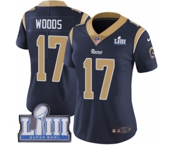 Women's Nike Los Angeles Rams #17 Robert Woods Navy Blue Team Color Vapor Untouchable Limited Player Super Bowl LIII Bound NFL Jersey