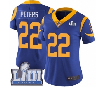 Women's Nike Los Angeles Rams #22 Marcus Peters Royal Blue Alternate Vapor Untouchable Limited Player Super Bowl LIII Bound NFL Jersey