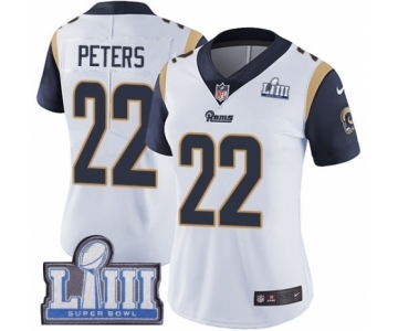 Women's Nike Los Angeles Rams #22 Marcus Peters White Vapor Untouchable Limited Player Super Bowl LIII Bound NFL Jersey