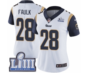 Women's Nike Los Angeles Rams #28 Marshall Faulk White Vapor Untouchable Limited Player Super Bowl LIII Bound NFL Jersey