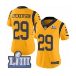 Women's Nike Los Angeles Rams #29 Eric Dickerson Limited Gold Rush Vapor Untouchable Super Bowl LIII Bound NFL Jersey