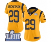 Women's Nike Los Angeles Rams #29 Eric Dickerson Limited Gold Rush Vapor Untouchable Super Bowl LIII Bound NFL Jersey