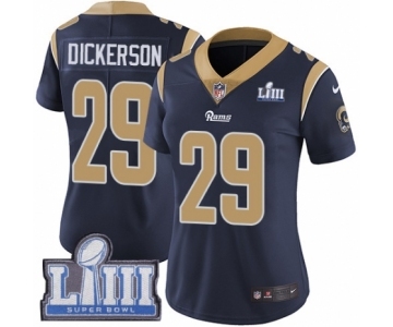 Women's Nike Los Angeles Rams #29 Eric Dickerson Navy Blue Team Color Vapor Untouchable Limited Player Super Bowl LIII Bound NFL Jersey