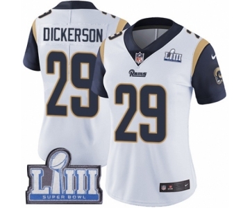 Women's Nike Los Angeles Rams #29 Eric Dickerson White Vapor Untouchable Limited Player Super Bowl LIII Bound NFL Jersey