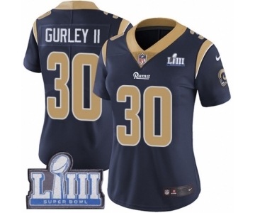 Women's Nike Los Angeles Rams #30 Todd Gurley Navy Blue Team Color Vapor Untouchable Limited Player Super Bowl LIII Bound NFL Jersey