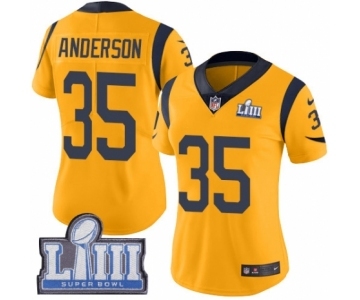 Women's Nike Los Angeles Rams #35 C.J. Anderson Limited Gold Rush Vapor Untouchable Super Bowl LIII Bound NFL Jersey