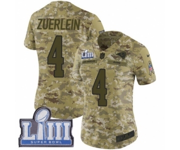 Women's Nike Los Angeles Rams #4 Greg Zuerlein Limited Camo 2018 Salute to Service Super Bowl LIII Bound NFL Jersey