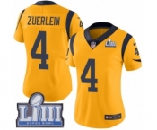 Women's Nike Los Angeles Rams #4 Greg Zuerlein Limited Gold Rush Vapor Untouchable Super Bowl LIII Bound NFL Jersey