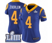 Women's Nike Los Angeles Rams #4 Greg Zuerlein Royal Blue Alternate Vapor Untouchable Limited Player Super Bowl LIII Bound NFL Jersey