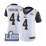 Women's Nike Los Angeles Rams #4 Greg Zuerlein White Vapor Untouchable Limited Player Super Bowl LIII Bound NFL Jersey