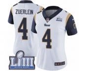 Women's Nike Los Angeles Rams #4 Greg Zuerlein White Vapor Untouchable Limited Player Super Bowl LIII Bound NFL Jersey