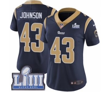 Women's Nike Los Angeles Rams #43 John Johnson Navy Blue Team Color Vapor Untouchable Limited Player Super Bowl LIII Bound NFL Jersey