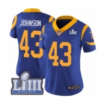 Women's Nike Los Angeles Rams #43 John Johnson Royal Blue Alternate Vapor Untouchable Limited Player Super Bowl LIII Bound NFL Jersey