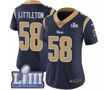 Women's Nike Los Angeles Rams #58 Cory Littleton Navy Blue Team Color Vapor Untouchable Limited Player Super Bowl LIII Bound NFL Jersey