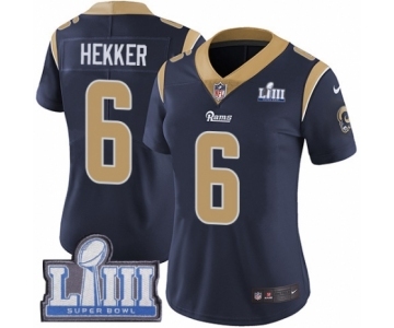 Women's Nike Los Angeles Rams #6 Johnny Hekker Navy Blue Team Color Vapor Untouchable Limited Player Super Bowl LIII Bound NFL Jersey