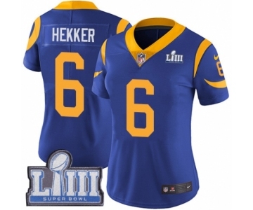 Women's Nike Los Angeles Rams #6 Johnny Hekker Royal Blue Alternate Vapor Untouchable Limited Player Super Bowl LIII Bound NFL Jersey