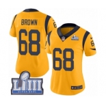 Women's Nike Los Angeles Rams #68 Jamon Brown Limited Gold Rush Vapor Untouchable Super Bowl LIII Bound NFL Jersey