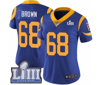 Women's Nike Los Angeles Rams #68 Jamon Brown Royal Blue Alternate Vapor Untouchable Limited Player Super Bowl LIII Bound NFL Jersey