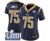 Women's Nike Los Angeles Rams #75 Deacon Jones Navy Blue Team Color Vapor Untouchable Limited Player Super Bowl LIII Bound NFL Jersey