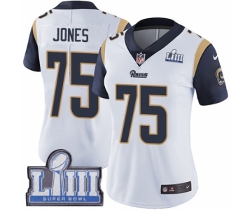 Women's Nike Los Angeles Rams #75 Deacon Jones White Vapor Untouchable Limited Player Super Bowl LIII Bound NFL Jersey