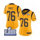 Women's Nike Los Angeles Rams #76 Orlando Pace Limited Gold Rush Vapor Untouchable Super Bowl LIII Bound NFL Jersey