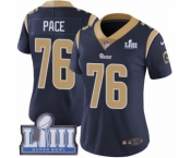 Women's Nike Los Angeles Rams #76 Orlando Pace Navy Blue Team Color Vapor Untouchable Limited Player Super Bowl LIII Bound NFL Jersey