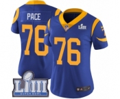 Women's Nike Los Angeles Rams #76 Orlando Pace Royal Blue Alternate Vapor Untouchable Limited Player Super Bowl LIII Bound NFL Jersey