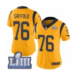 Women's Nike Los Angeles Rams #76 Rodger Saffold Limited Gold Rush Vapor Untouchable Super Bowl LIII Bound NFL Jersey