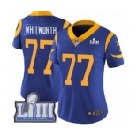 Women's Nike Los Angeles Rams #77 Andrew Whitworth Royal Blue Alternate Vapor Untouchable Limited Player Super Bowl LIII Bound NFL Jersey