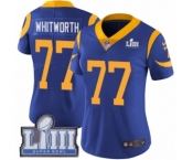 Women's Nike Los Angeles Rams #77 Andrew Whitworth Royal Blue Alternate Vapor Untouchable Limited Player Super Bowl LIII Bound NFL Jersey