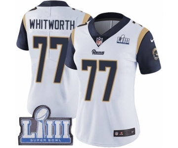 Women's Nike Los Angeles Rams #77 Andrew Whitworth White Vapor Untouchable Limited Player Super Bowl LIII Bound NFL Jersey