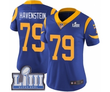 Women's Nike Los Angeles Rams #79 Rob Havenstein Royal Blue Alternate Vapor Untouchable Limited Player Super Bowl LIII Bound NFL Jersey