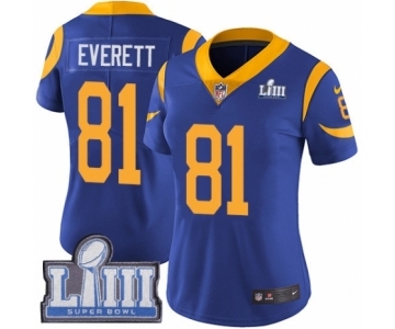 Women's Nike Los Angeles Rams #81 Gerald Everett Royal Blue Alternate Vapor Untouchable Limited Player Super Bowl LIII Bound NFL Jersey