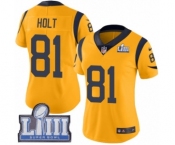 Women's Nike Los Angeles Rams #81 Torry Holt Limited Gold Rush Vapor Untouchable Super Bowl LIII Bound NFL Jersey