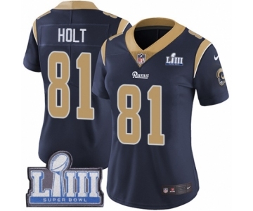 Women's Nike Los Angeles Rams #81 Torry Holt Navy Blue Team Color Vapor Untouchable Limited Player Super Bowl LIII Bound NFL Jersey